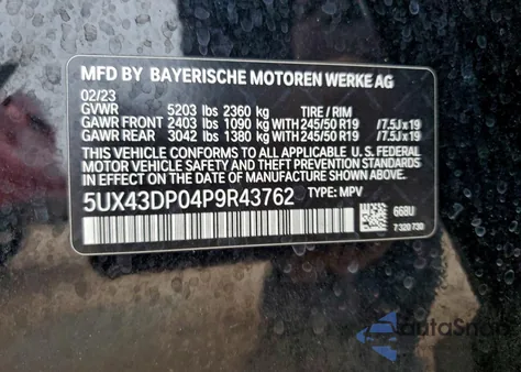 2023 BMW X3 Sdrive30I from USA, damaged, VIN 5UX43DP04P9R43762